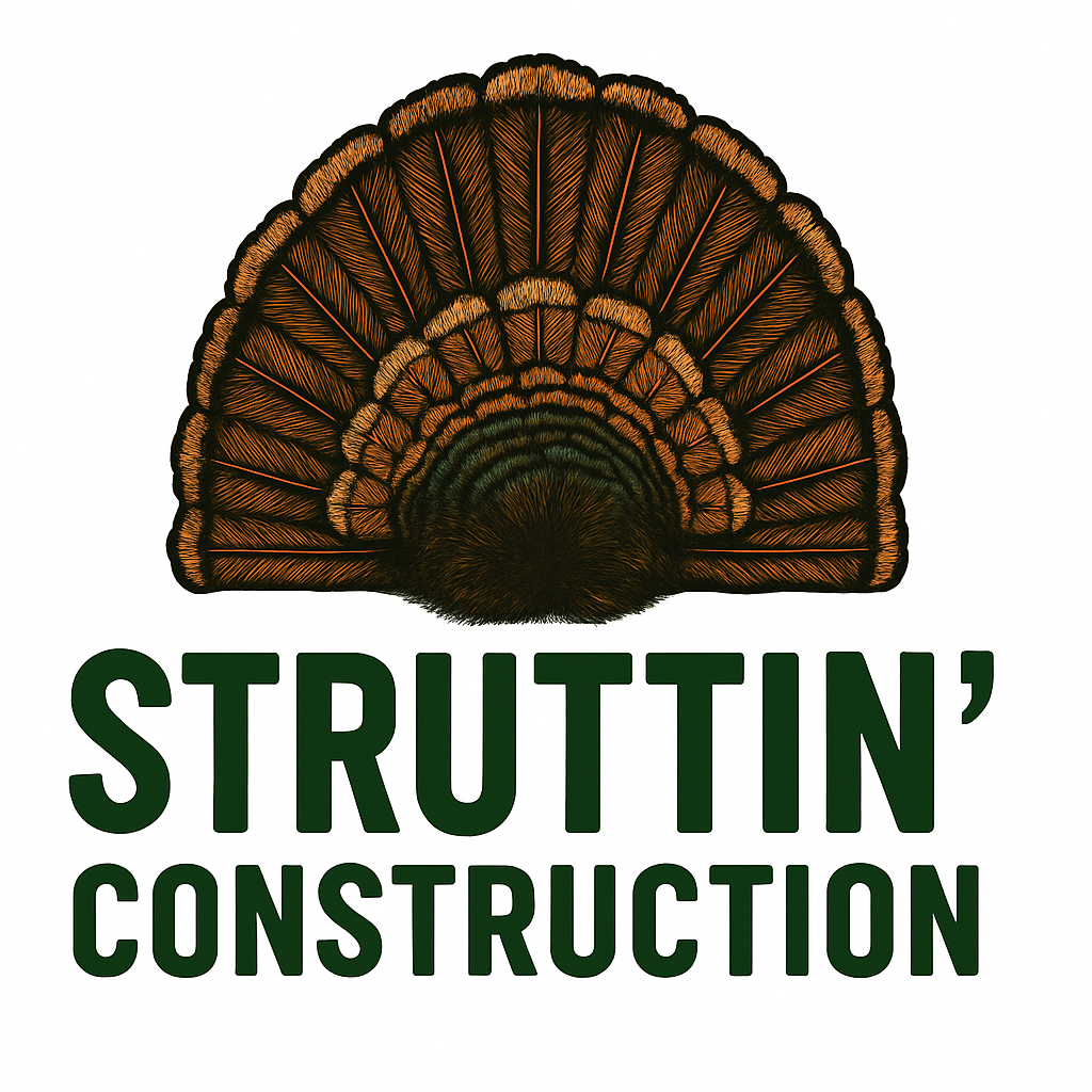 Struttin' Construction Logo, turkey and name
